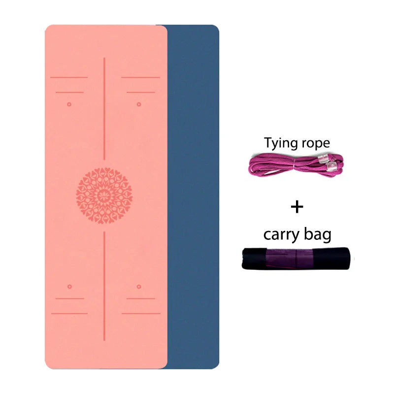 TPE Yoga Mat with Position Line 6Mm Double Layer Sports Exercise Pad for Beginner Home Gym Fitness Gymnastics Pilates