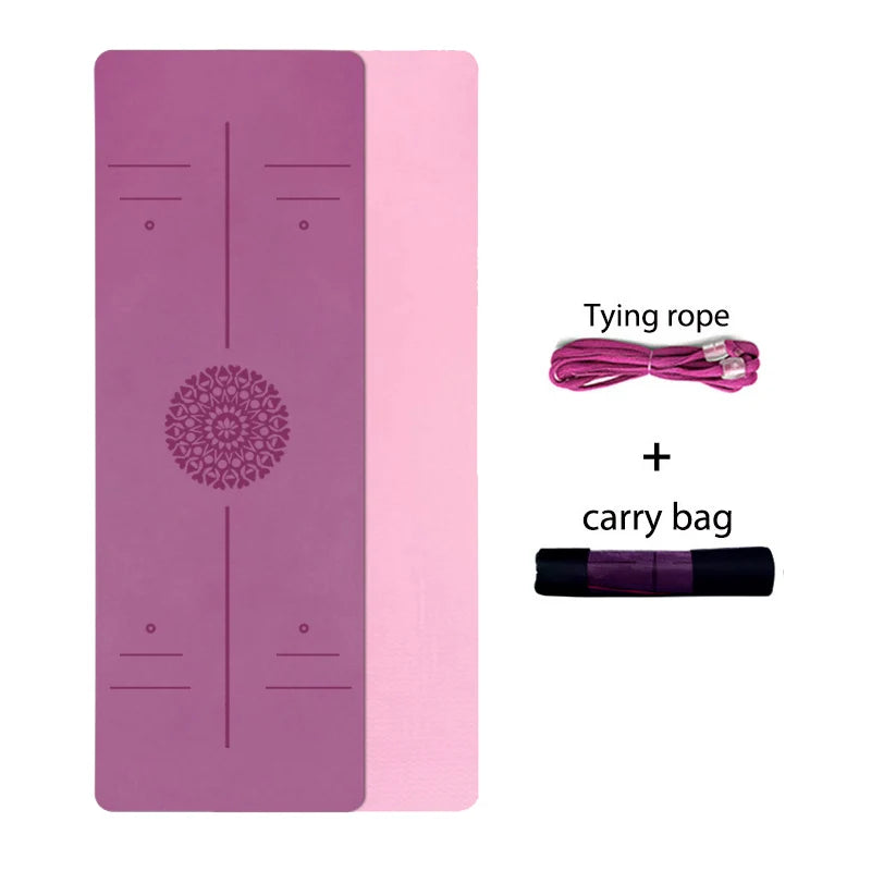 TPE Yoga Mat with Position Line 6Mm Double Layer Sports Exercise Pad for Beginner Home Gym Fitness Gymnastics Pilates