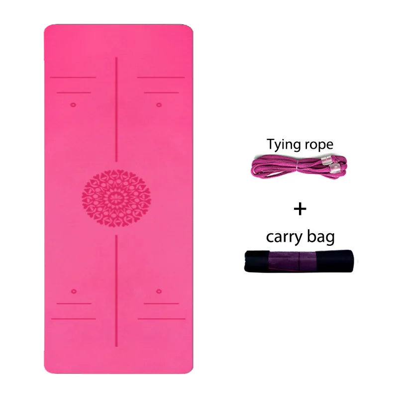 TPE Yoga Mat with Position Line 6Mm Double Layer Sports Exercise Pad for Beginner Home Gym Fitness Gymnastics Pilates