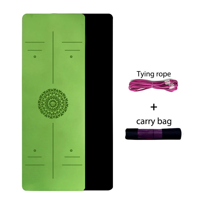 TPE Yoga Mat with Position Line 6Mm Double Layer Sports Exercise Pad for Beginner Home Gym Fitness Gymnastics Pilates