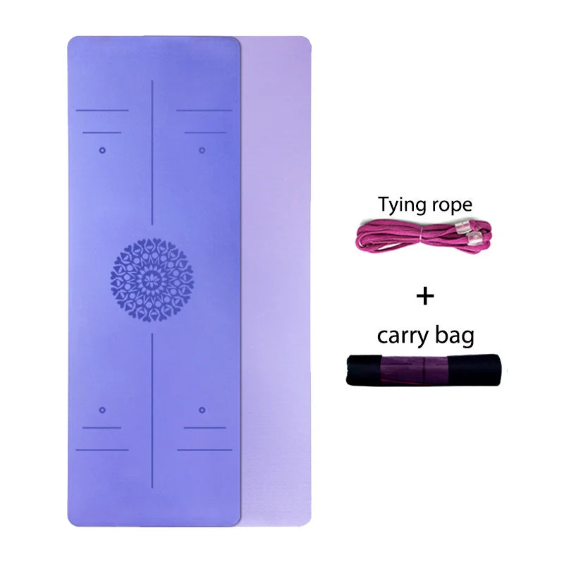 TPE Yoga Mat with Position Line 6Mm Double Layer Sports Exercise Pad for Beginner Home Gym Fitness Gymnastics Pilates