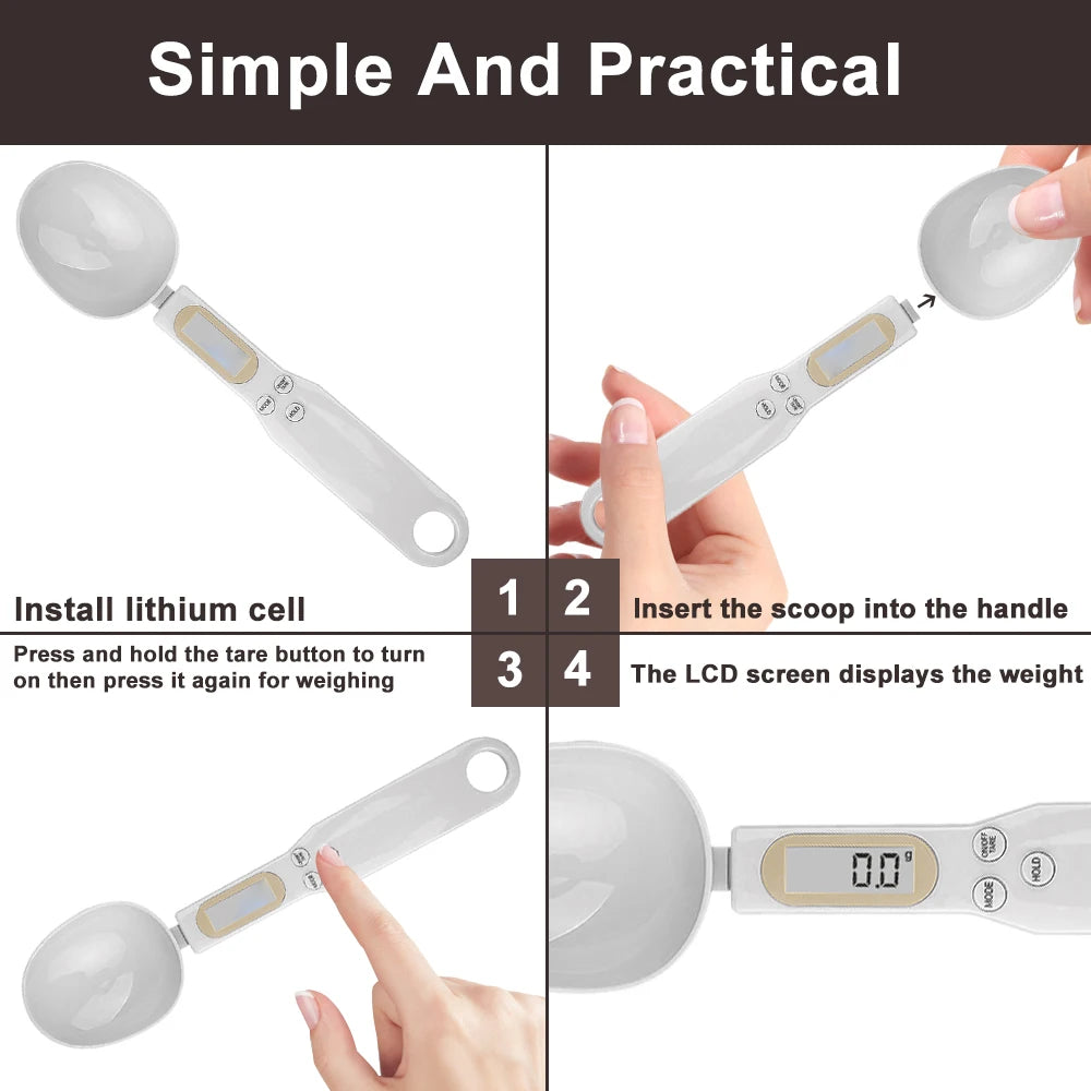 LCD Digital Kitchen Scale Electronic Cooking Food Weight Measuring Spoon 500G 0.1G Coffee Tea Sugar Spoon Scale Kitchen Tool