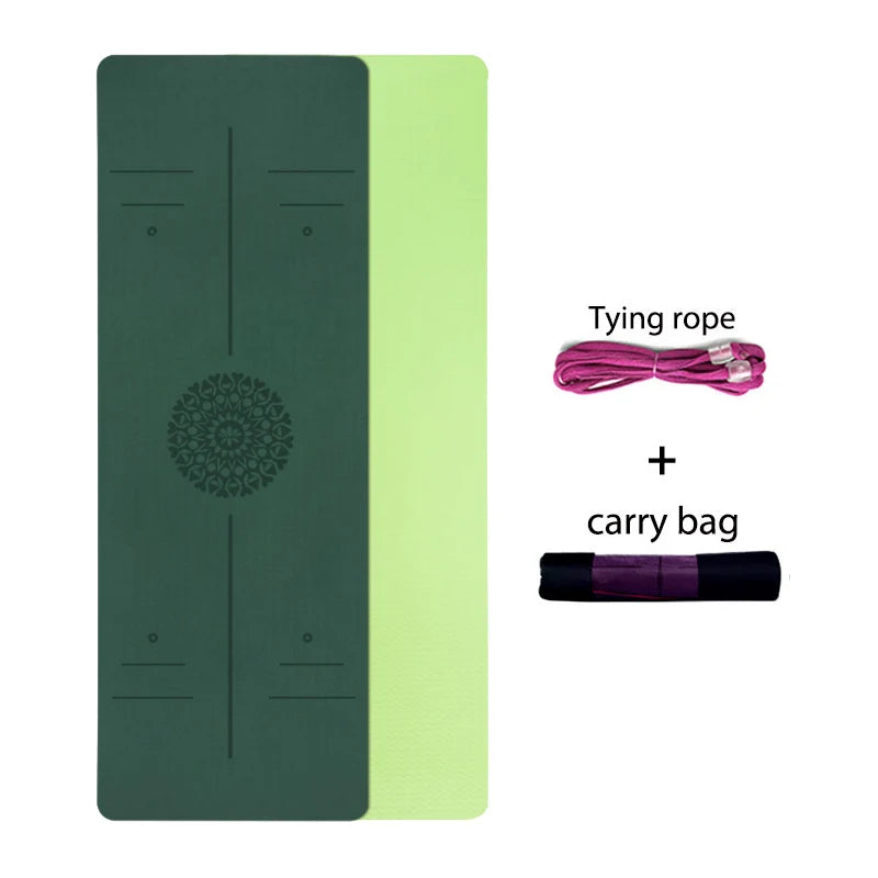 TPE Yoga Mat with Position Line 6Mm Double Layer Sports Exercise Pad for Beginner Home Gym Fitness Gymnastics Pilates