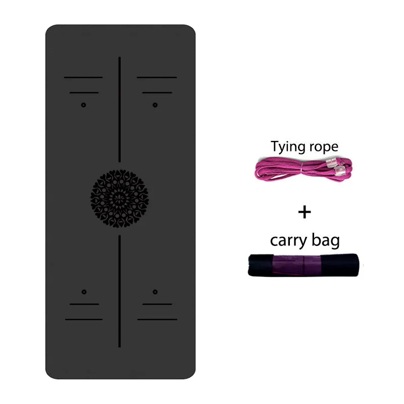 TPE Yoga Mat with Position Line 6Mm Double Layer Sports Exercise Pad for Beginner Home Gym Fitness Gymnastics Pilates