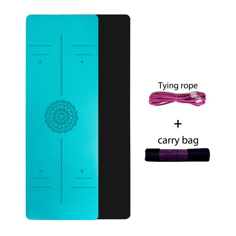 TPE Yoga Mat with Position Line 6Mm Double Layer Sports Exercise Pad for Beginner Home Gym Fitness Gymnastics Pilates