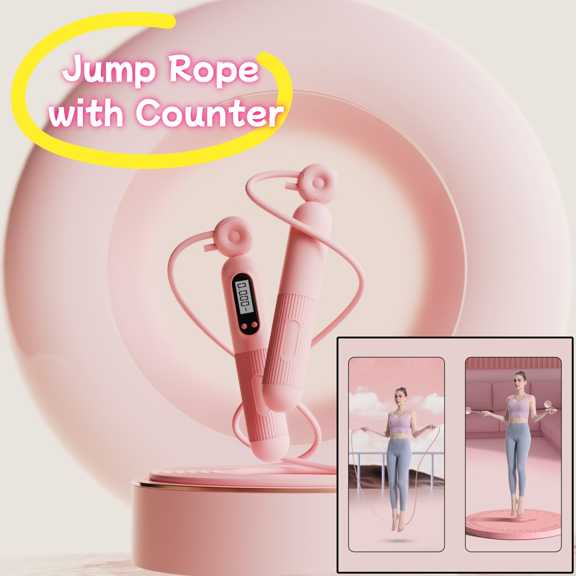Jump Rope with Counter, Adjustable Skipping Rope with Calorie Counter, Smart Skipping Rope for Fitness Exercise and Weight Lose